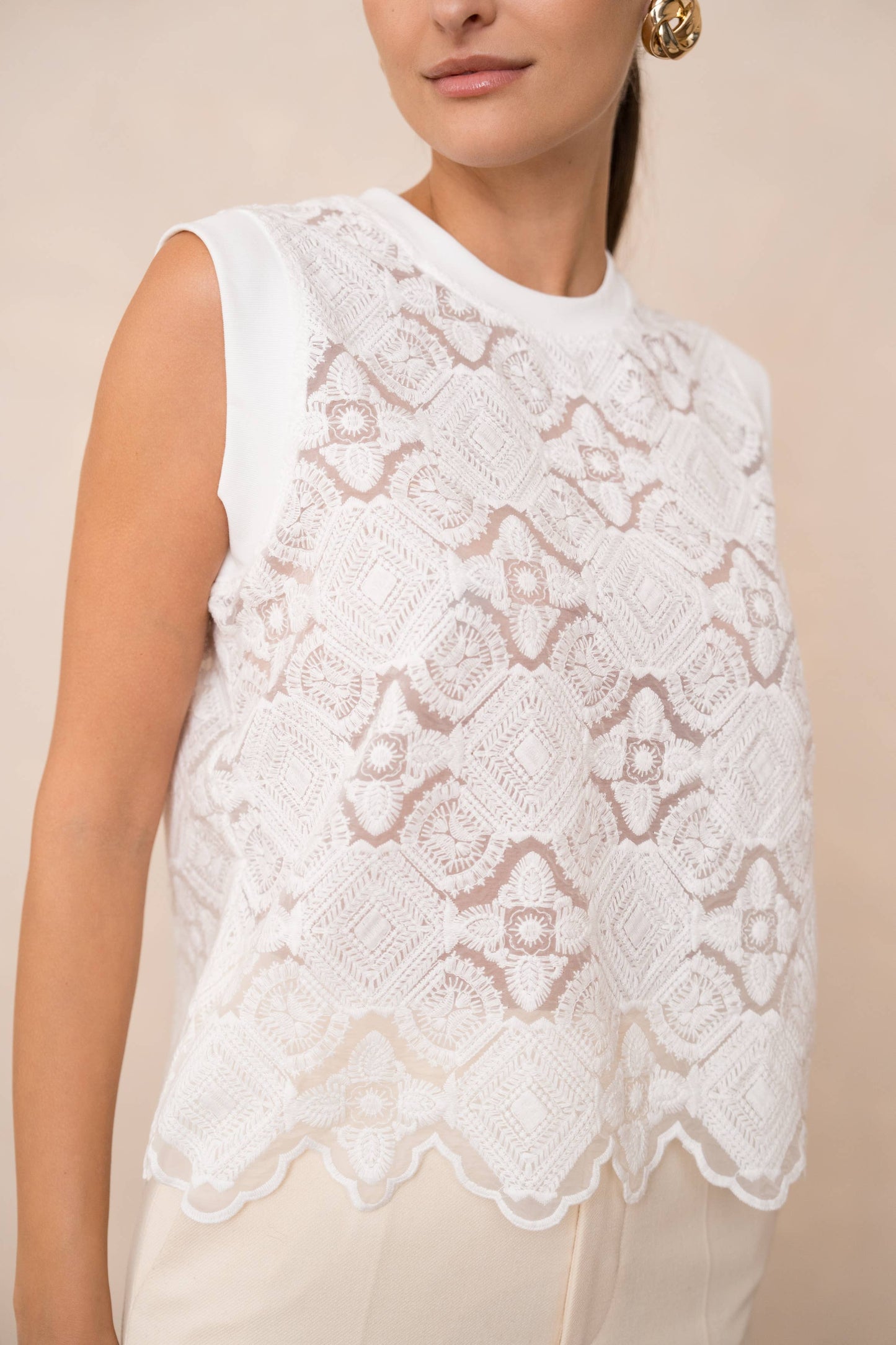 CHOKLATE PARIS - Semi-transparent embroidered lace top - CK08335