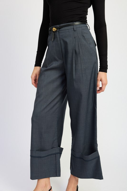 FOLD OVER PLEATED PANTS