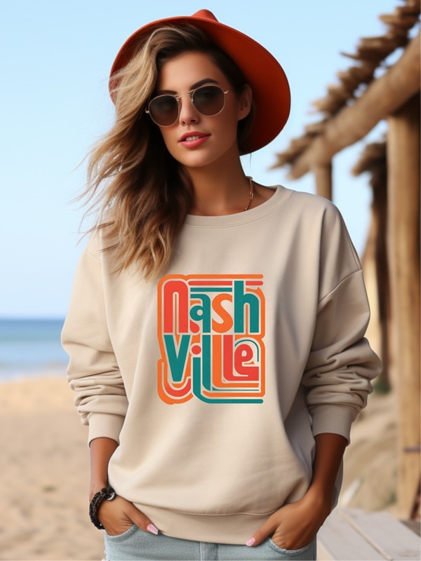 Colorful Nashville Cozy Crewneck Sweatshirt