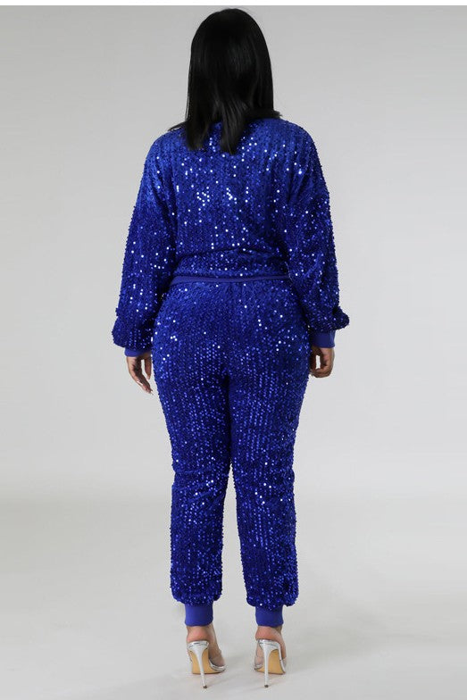 WOMEN FASHION SEQUIN TWO PIECE PANT SET