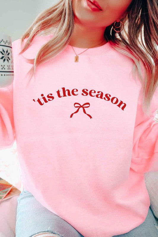 CHRISTMAS RIBBON BOW OVERSIZED SWEATSHIRT