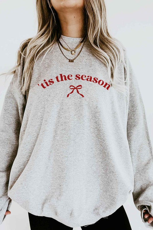 CHRISTMAS RIBBON BOW OVERSIZED SWEATSHIRT