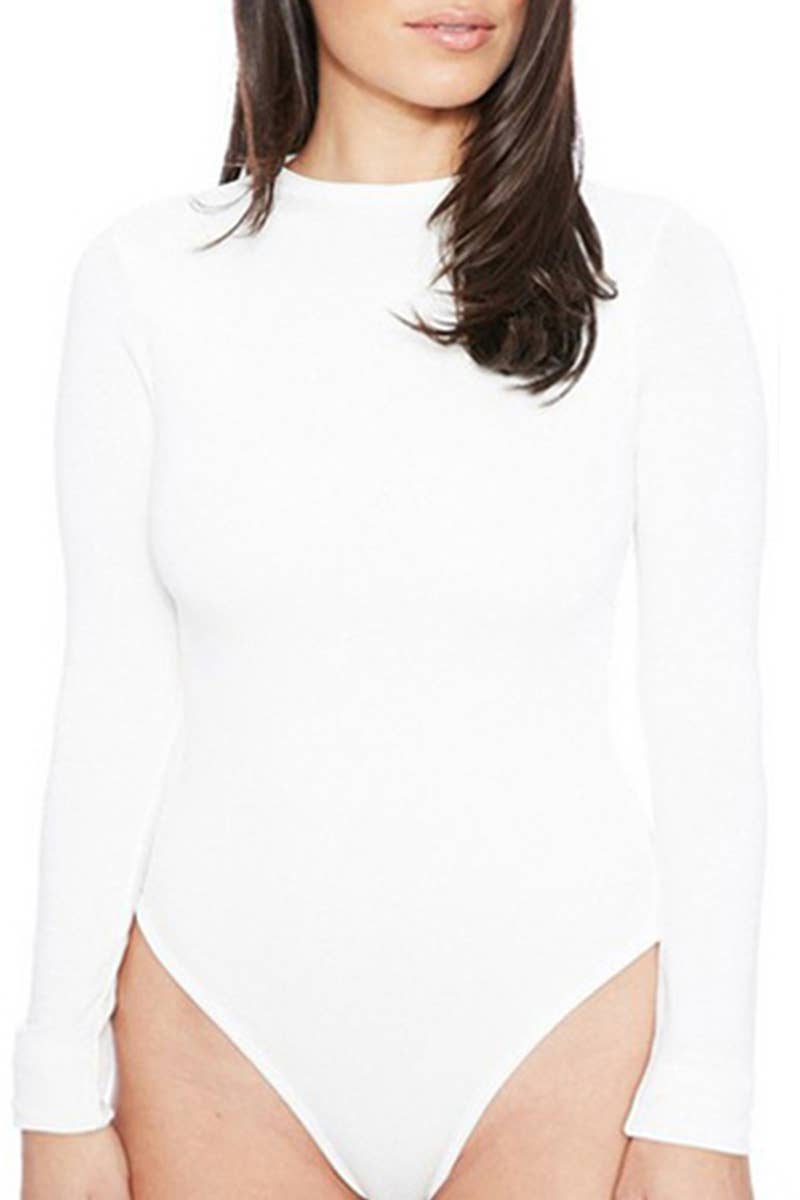 Lily Clothing - WOMEN CREW NECK LONG SLEEVE BODYSUIT_CWSBSL0022: WINE / (L) 1