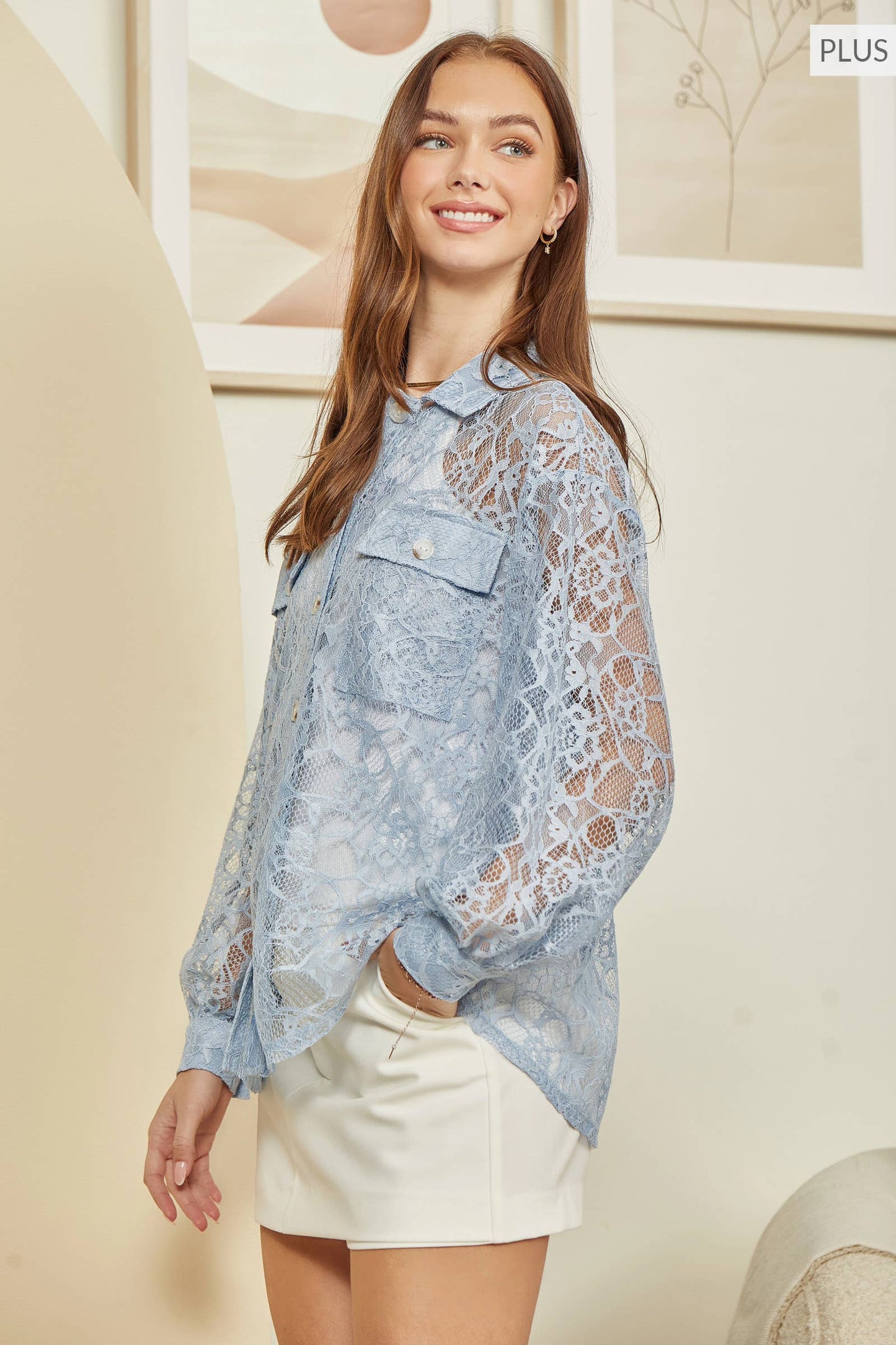 Andrée by Unit - PLUS SIZE Lace Shacket Blouse