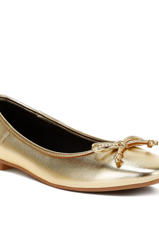 Ipara Bow Detail Metallic Ballerinas