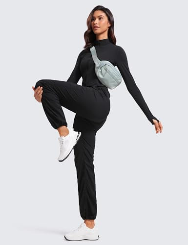 CRZ YOGA Lightweight Workout Pants for Women Casual Ruched Straight Leg Pants Work Gym Athletic Pants with Pockets