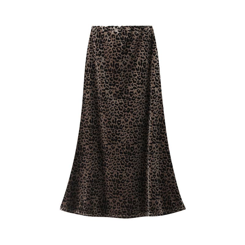 Miss Sparkling - Velvet leopard midi skirt