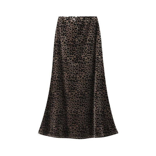 Miss Sparkling - Velvet leopard midi skirt