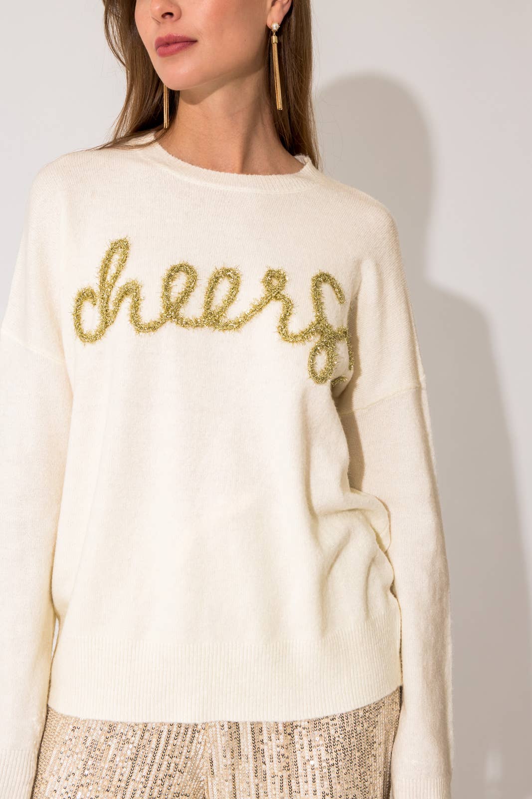 GILLI - Cheers Pullover Sweater: White / S