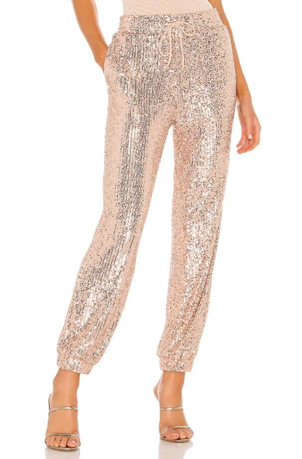 WISTERIA LANE - SEQUIN JOGGER PANTS - 2408 ROSE GOLD