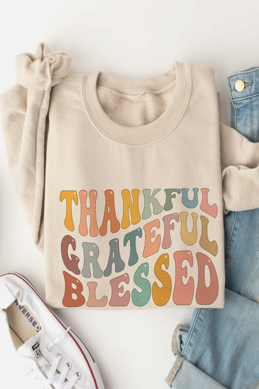 THANKFUL GRATEFUL BLESSED Graphic Sweatshirt