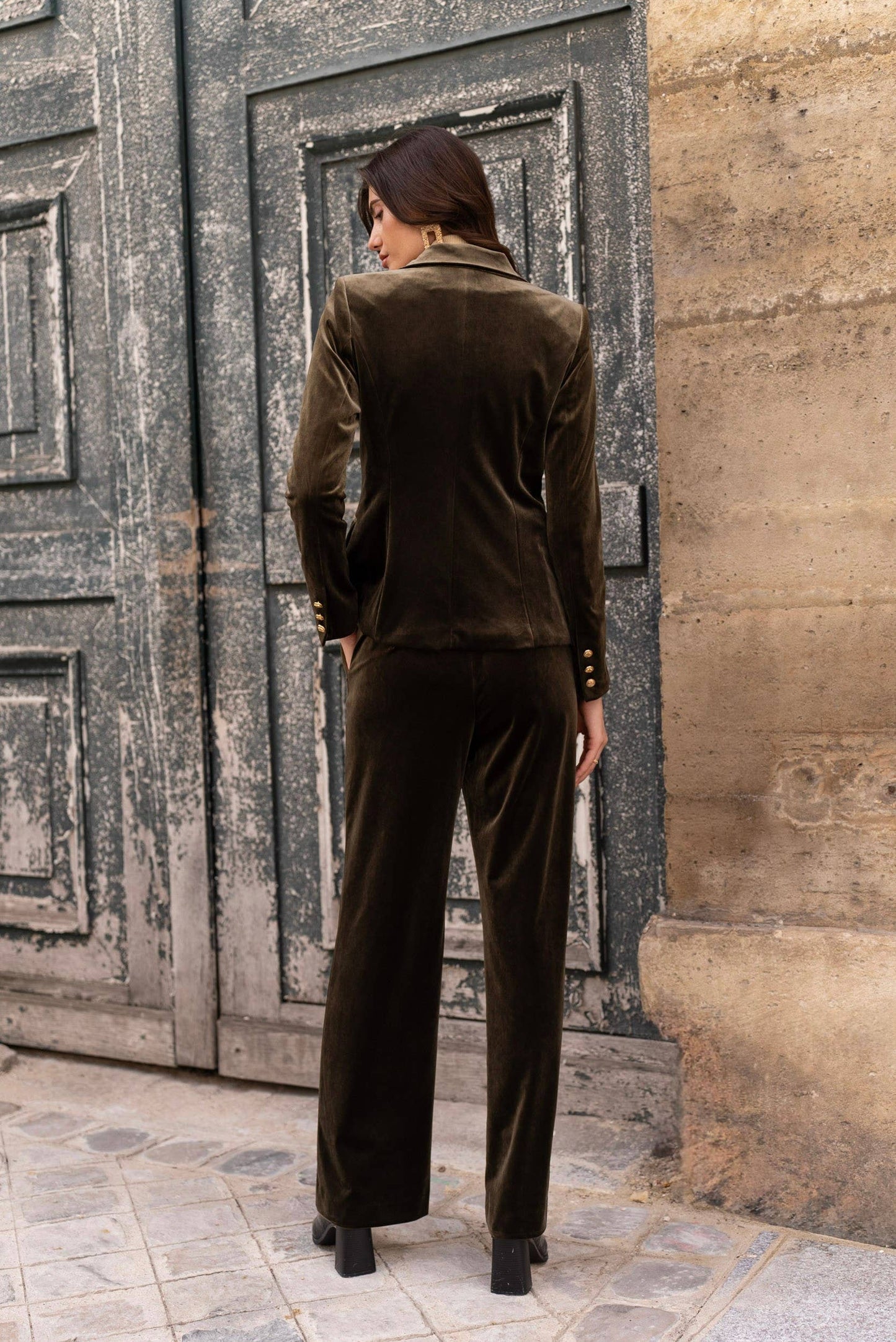 CHOKLATE PARIS - Double-breasted velvet blazer with gold buttons - V1721N