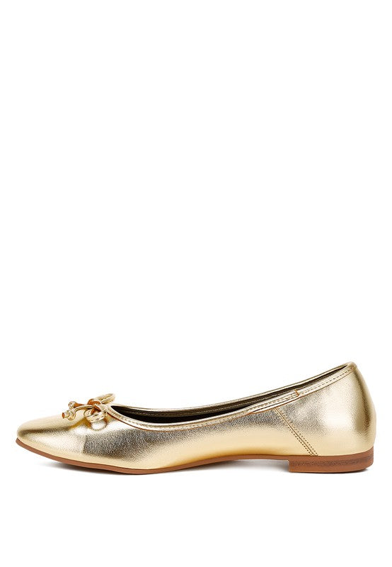 Ipara Bow Detail Metallic Ballerinas