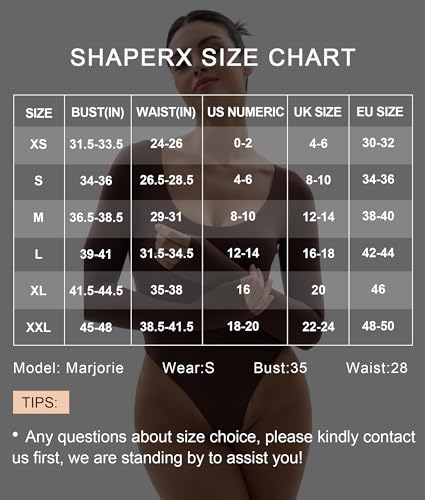 SHAPERX Women's Soft Crew Neck Bodysuit Fits Everybody Long Sleeve Body Suits Tops