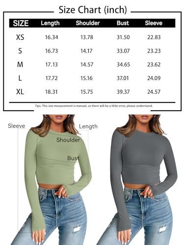 Trendy Queen Womens Long Sleeve Crop Tops Basic Slim Fitted Shirts Casual Fashion 2024 Y2k Tops Teen Girl Clothes