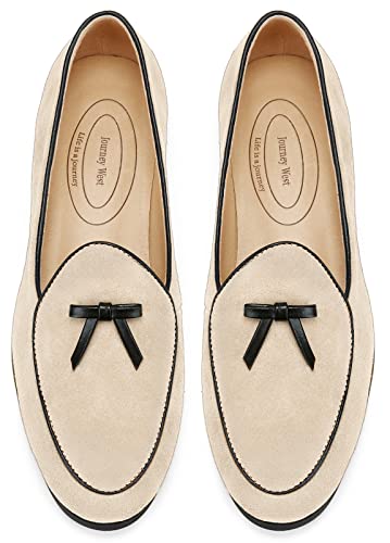 Journey West Suede Tassel Loafer for Women Slip-on Belgian Penny Loafers Shoes for Women in Many Colors