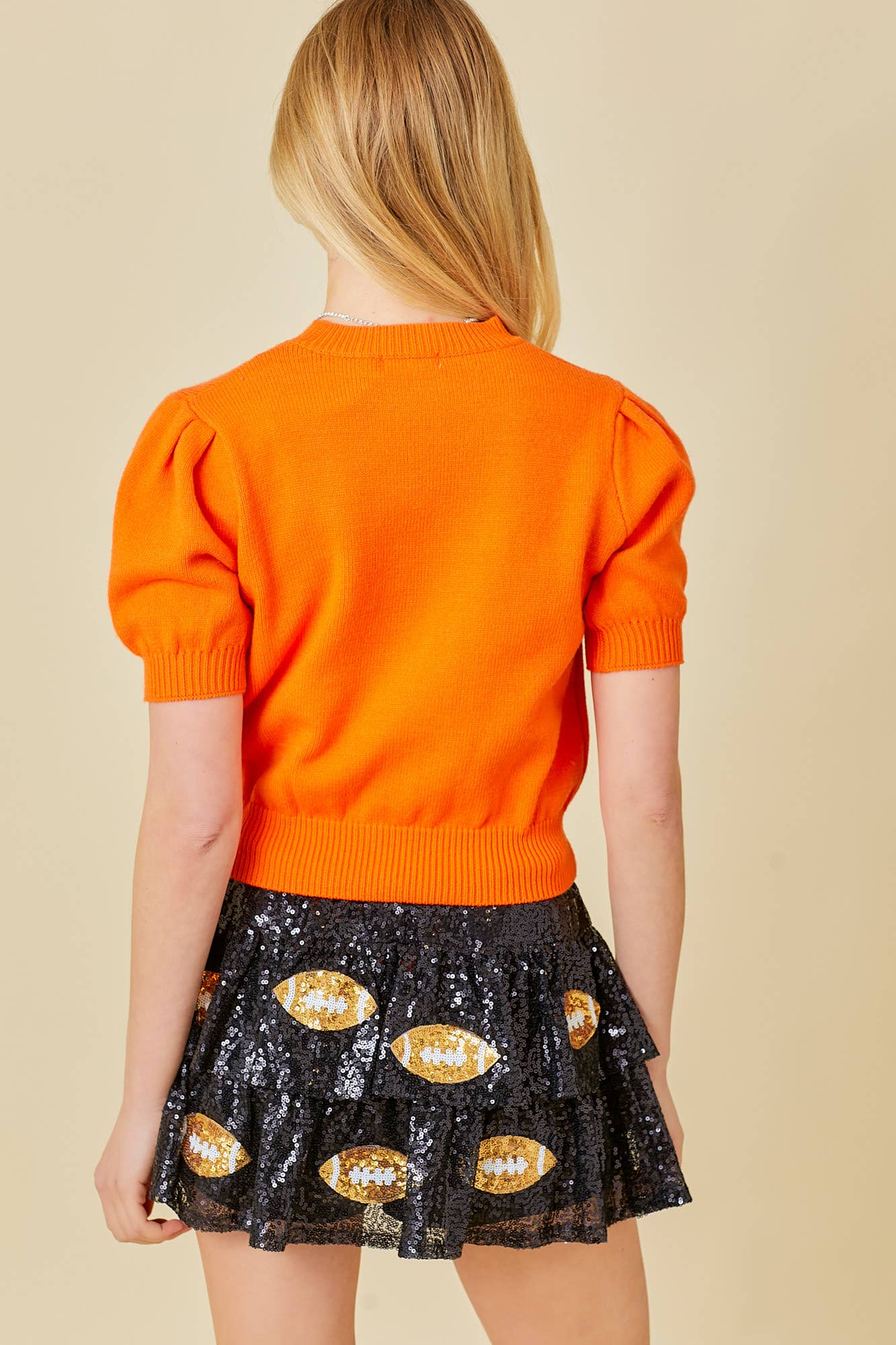 Main Strip - Game Day Puff Sleeve Sweater Top