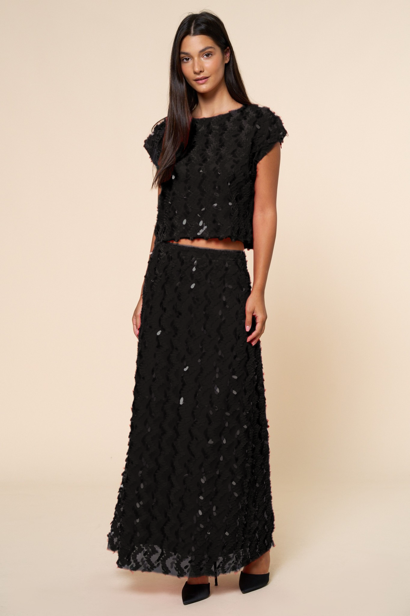 Lalavon - ILK5787 Sequin Maxi Skirt