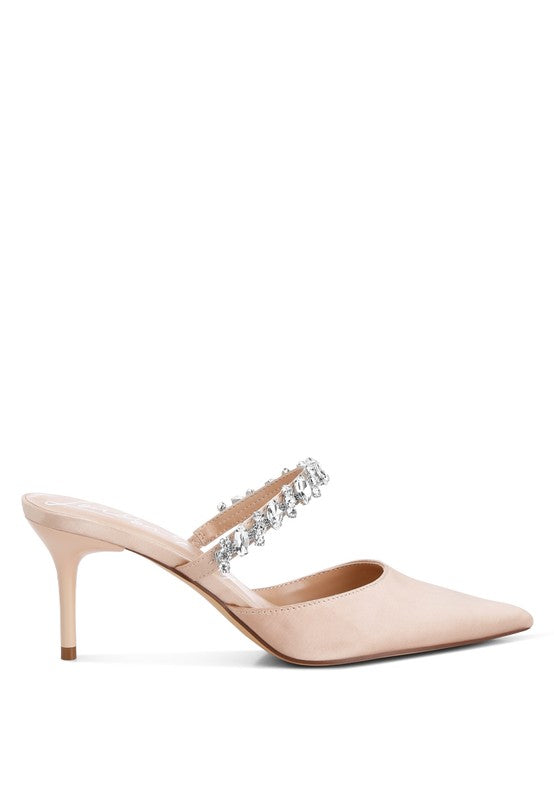 Sena Diamante Stiletto Mules Sandals