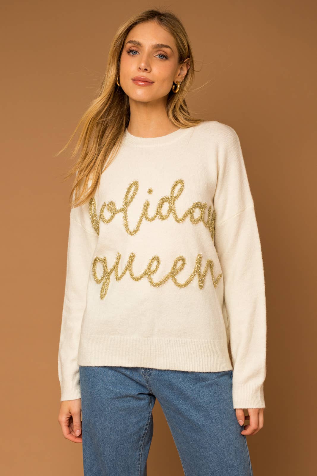 GILLI - "HOLIDAY QUEEN" PULLOVER SWEATER: White / M