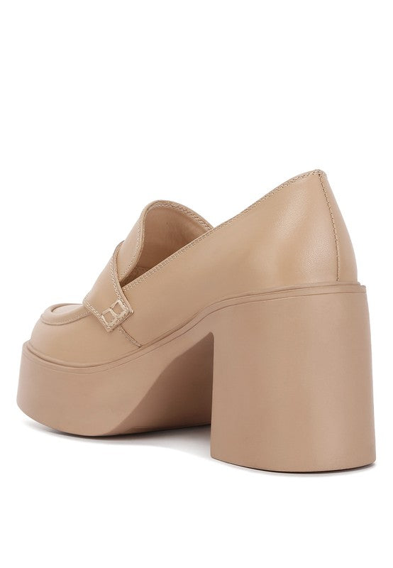 Elspeth Heeled Platform Leather Loafers