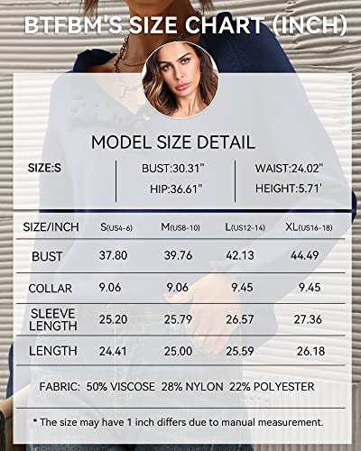 BTFBM 2024 Womens Sweaters Fall Winter Outfits Long Sleeve Button Down Ruffle Crew Neck Casual Knitted Pullover Tops