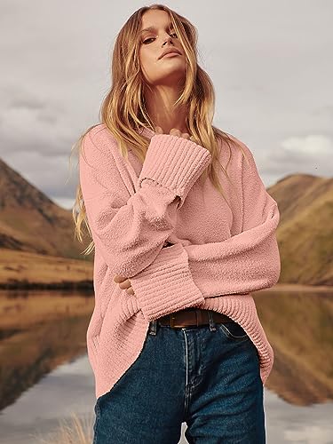 ANRABESS Women's Oversized Crewneck Long Sleeve Fuzzy Knit Casual Chunky Warm 2024 Fall Pullover Sweaters Top Trendy Outfits