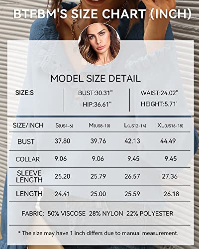 BTFBM 2024 Womens Sweaters Fall Winter Outfits Long Sleeve Button Down Ruffle Crew Neck Casual Knitted Pullover Tops