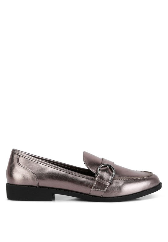 Haruka Metallic Faux Leather Loafers