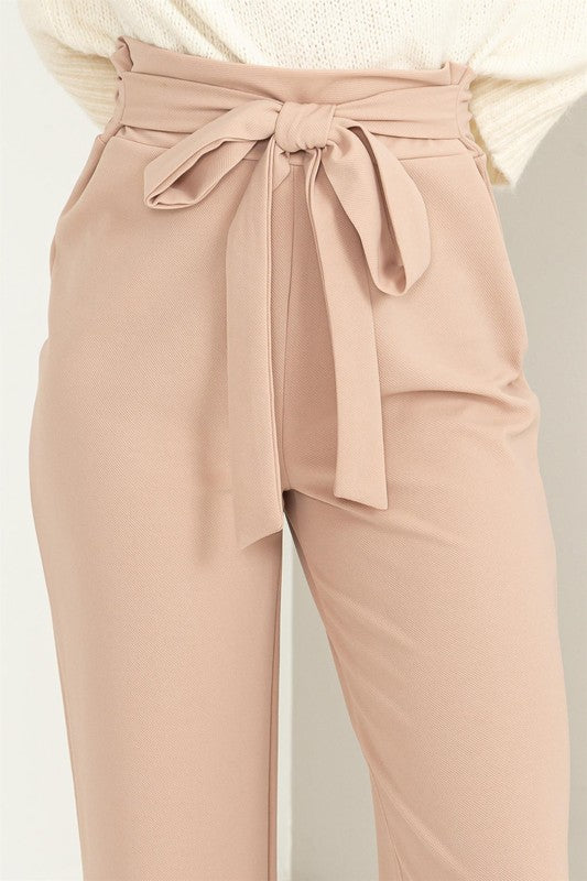 Seeking Sultry High-Waisted Tie Front Flared Pants