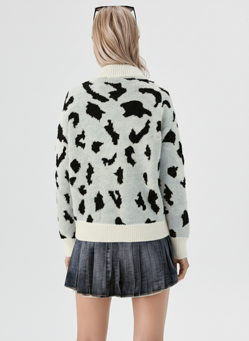 Miss Sparkling - Leopard Knit Sweater