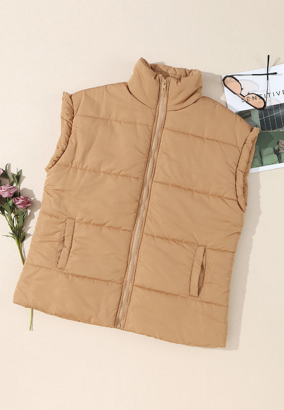 Zip Up Vest Coat with Pockets