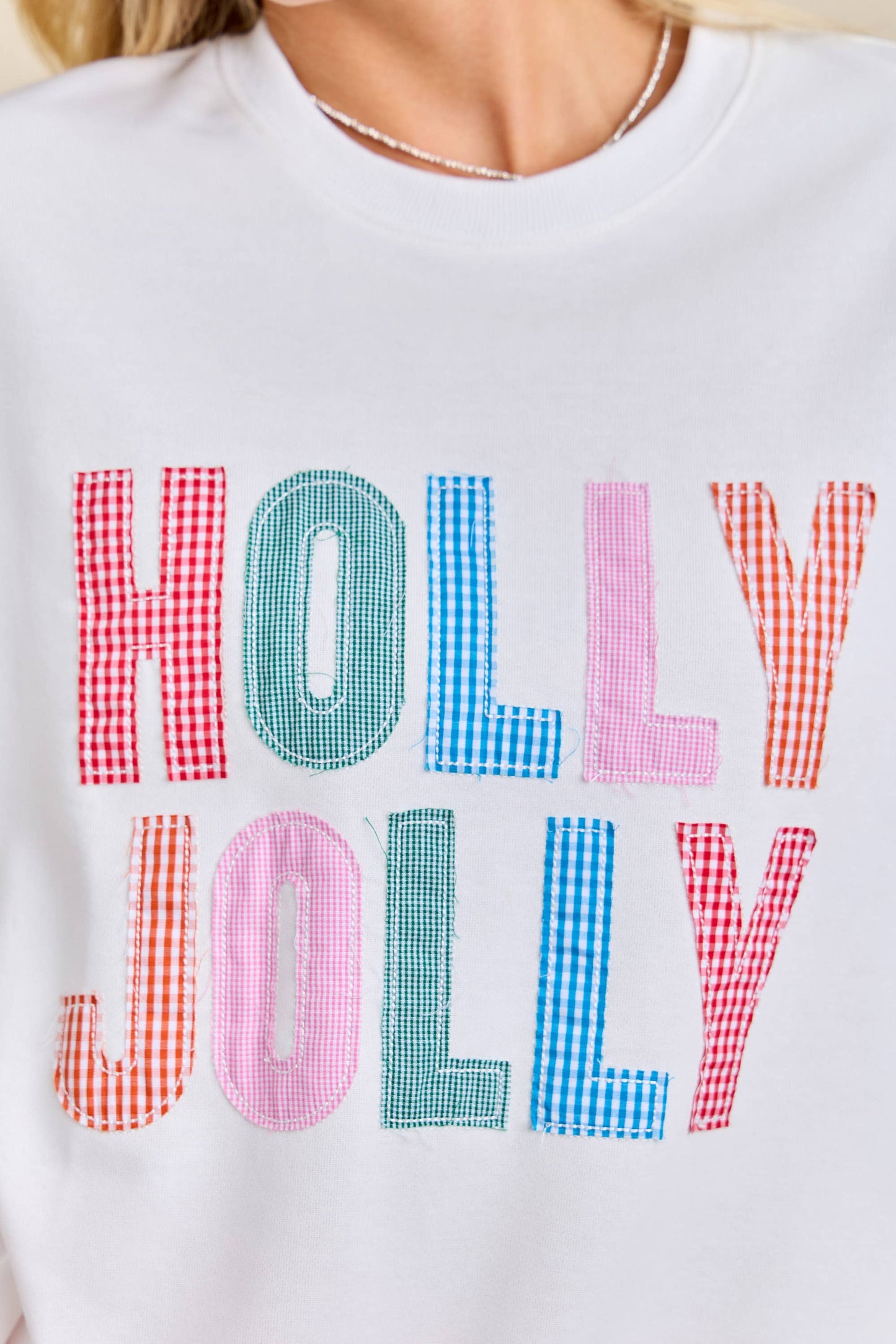 Main Strip - Holly Jolly White Holiday Sweatshirt Festive Winter Pullover