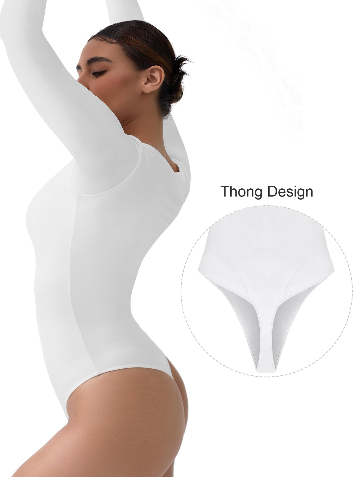 SHAPERX Women's Soft Crew Neck Bodysuit Fits Everybody Long Sleeve Body Suits Tops