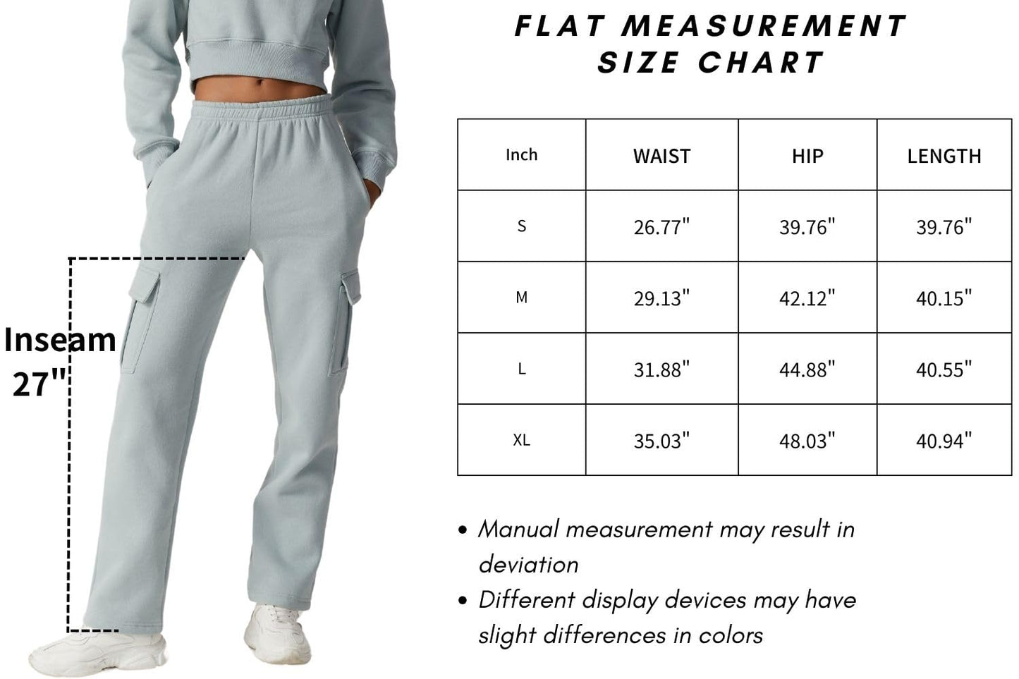 QINSEN Womens Medium Waist Baggy Elastic Waist Sweatpants Casual Fleece Long Pants with Pockets