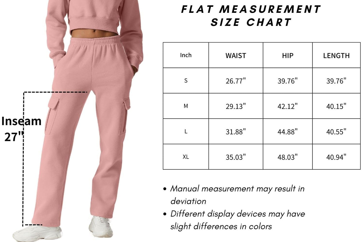 QINSEN Womens Medium Waist Baggy Elastic Waist Sweatpants Casual Fleece Long Pants with Pockets