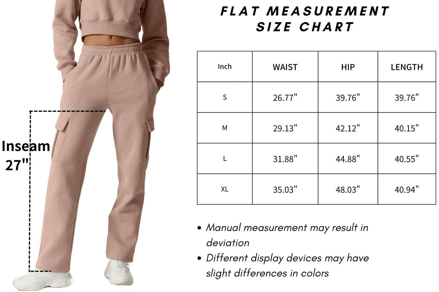 QINSEN Womens Medium Waist Baggy Elastic Waist Sweatpants Casual Fleece Long Pants with Pockets