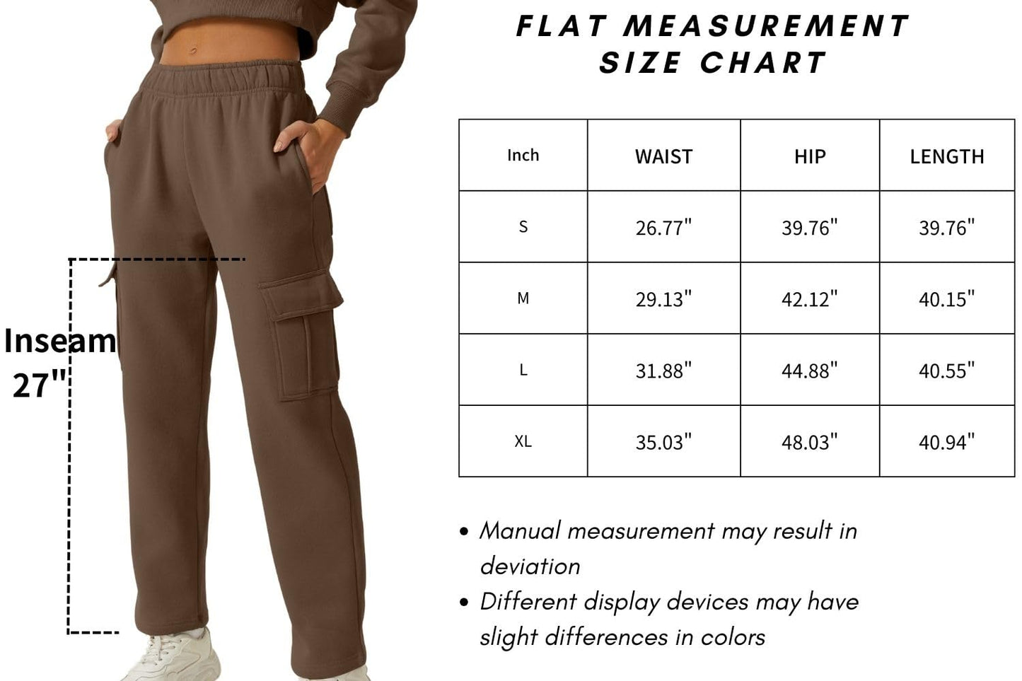 QINSEN Womens Medium Waist Baggy Elastic Waist Sweatpants Casual Fleece Long Pants with Pockets