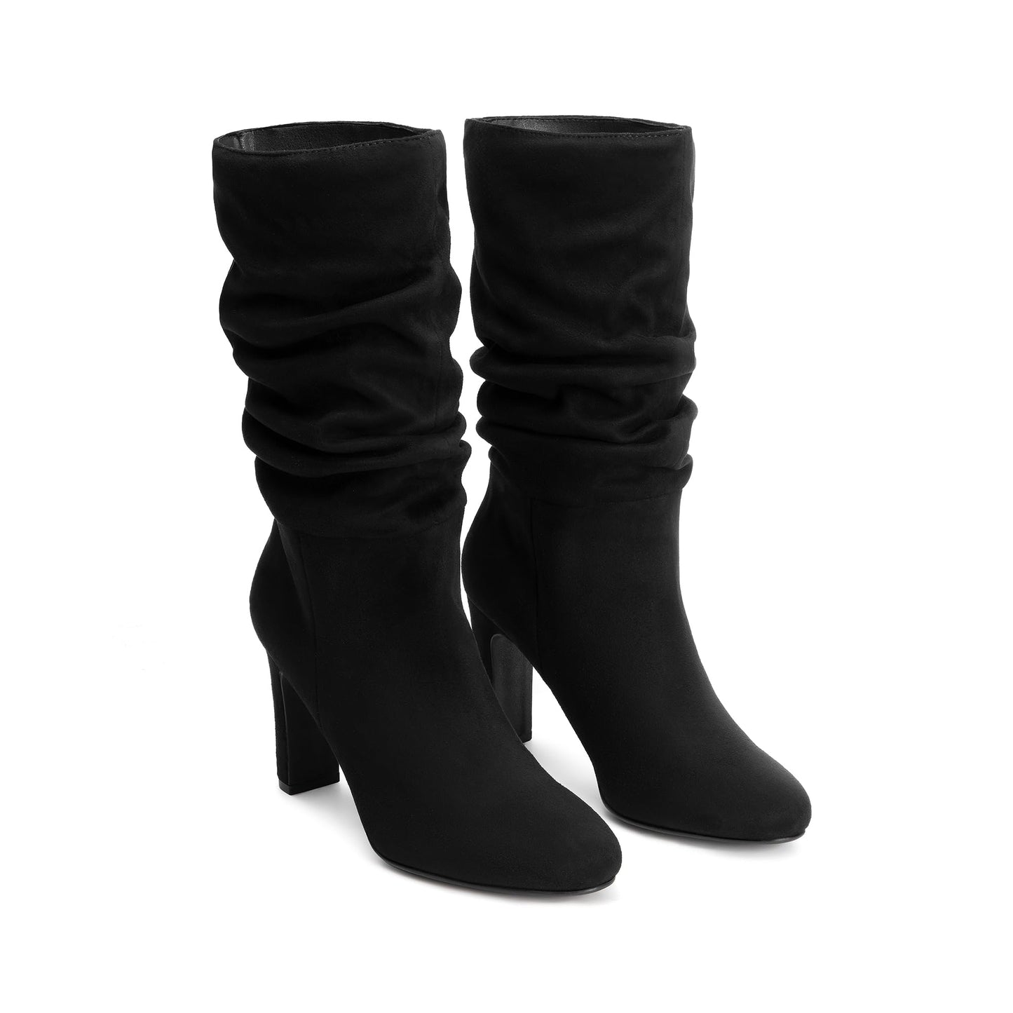 DREAM PAIRS Slouch Boots for Women Mid Calf, Women's Fashion Almond Toe High Heel Fall Winter Dressy Boots