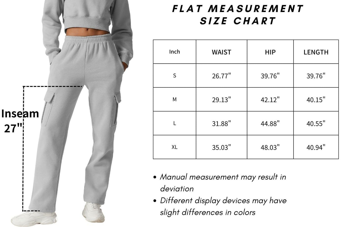 QINSEN Womens Medium Waist Baggy Elastic Waist Sweatpants Casual Fleece Long Pants with Pockets