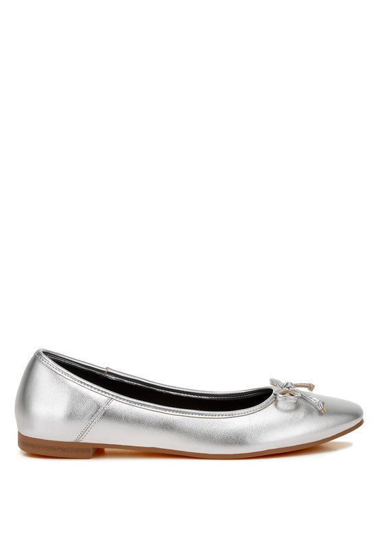 Ipara Bow Detail Metallic Ballerinas