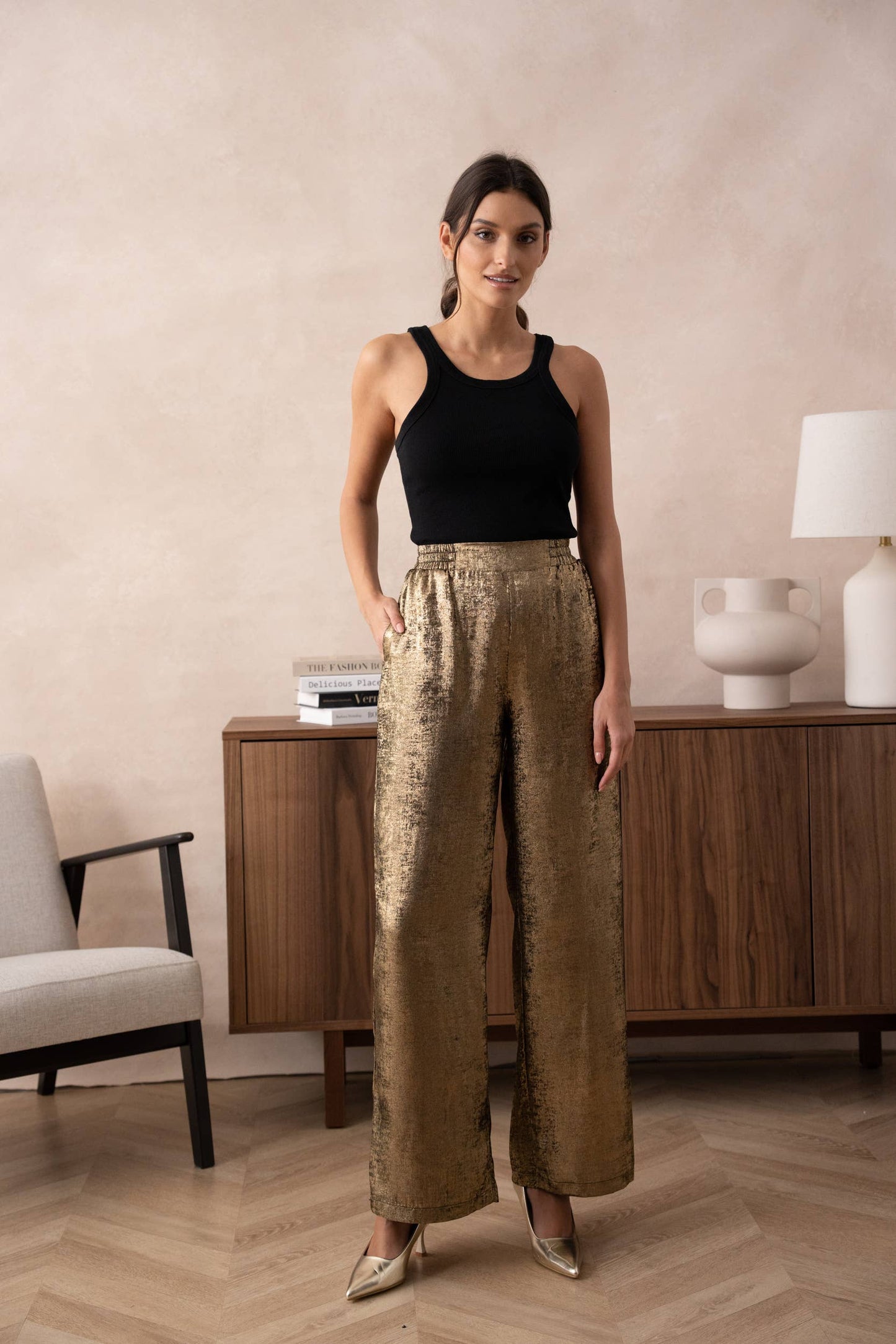 CHOKLATE PARIS - Metallic palazzo pants - CK08183-4