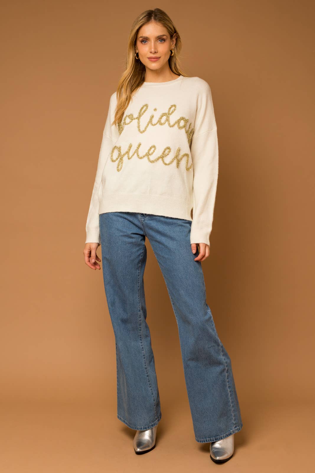 GILLI - "HOLIDAY QUEEN" PULLOVER SWEATER: White / M