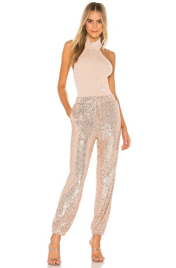 WISTERIA LANE - SEQUIN JOGGER PANTS - 2408 ROSE GOLD