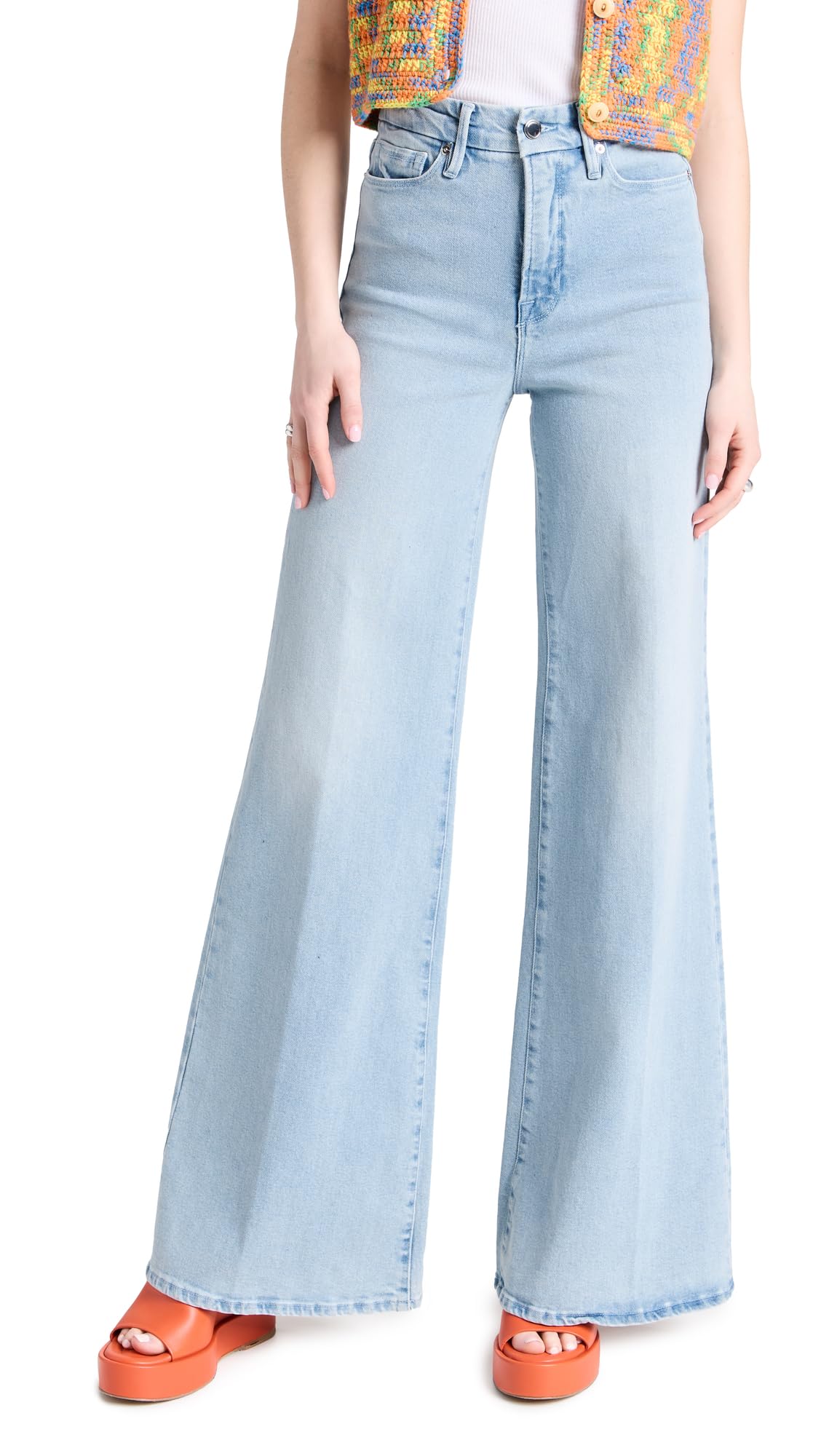 Good American Women's Good Waist Palazzo Jeans