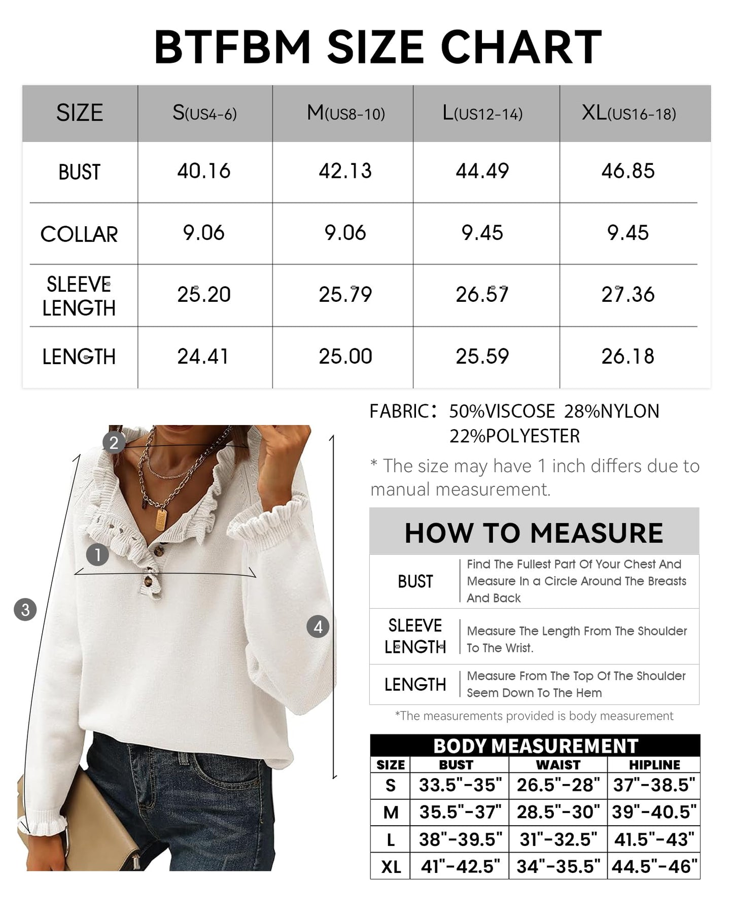 BTFBM 2024 Womens Sweaters Fall Winter Outfits Long Sleeve Button Down Ruffle Crew Neck Casual Knitted Pullover Tops