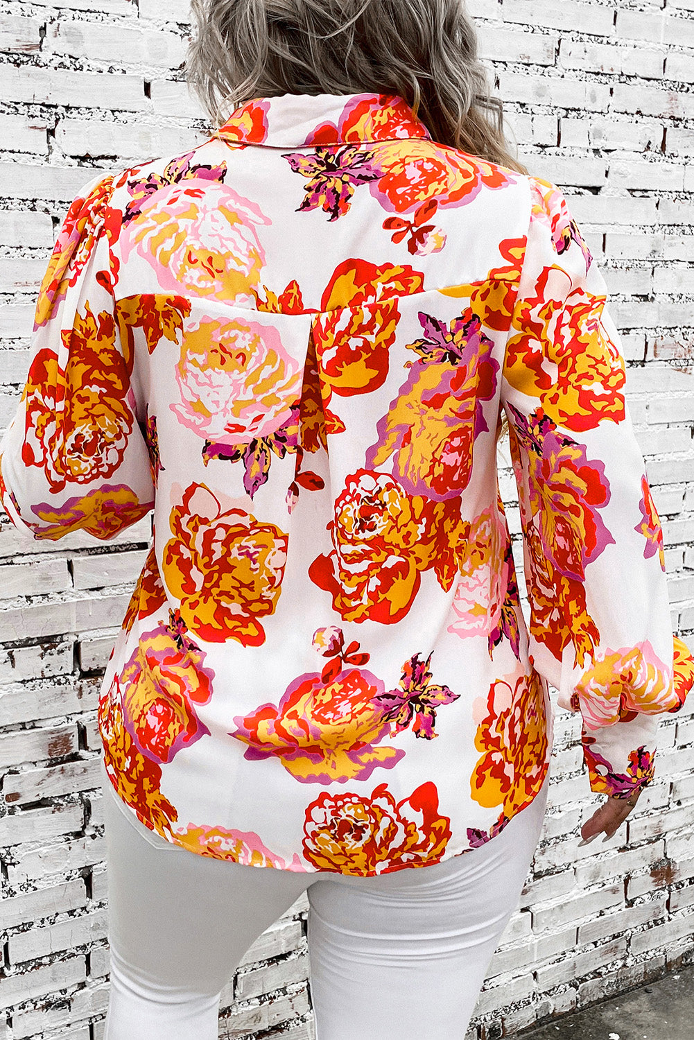 Plus Size Printed Long Sleeve Shirt