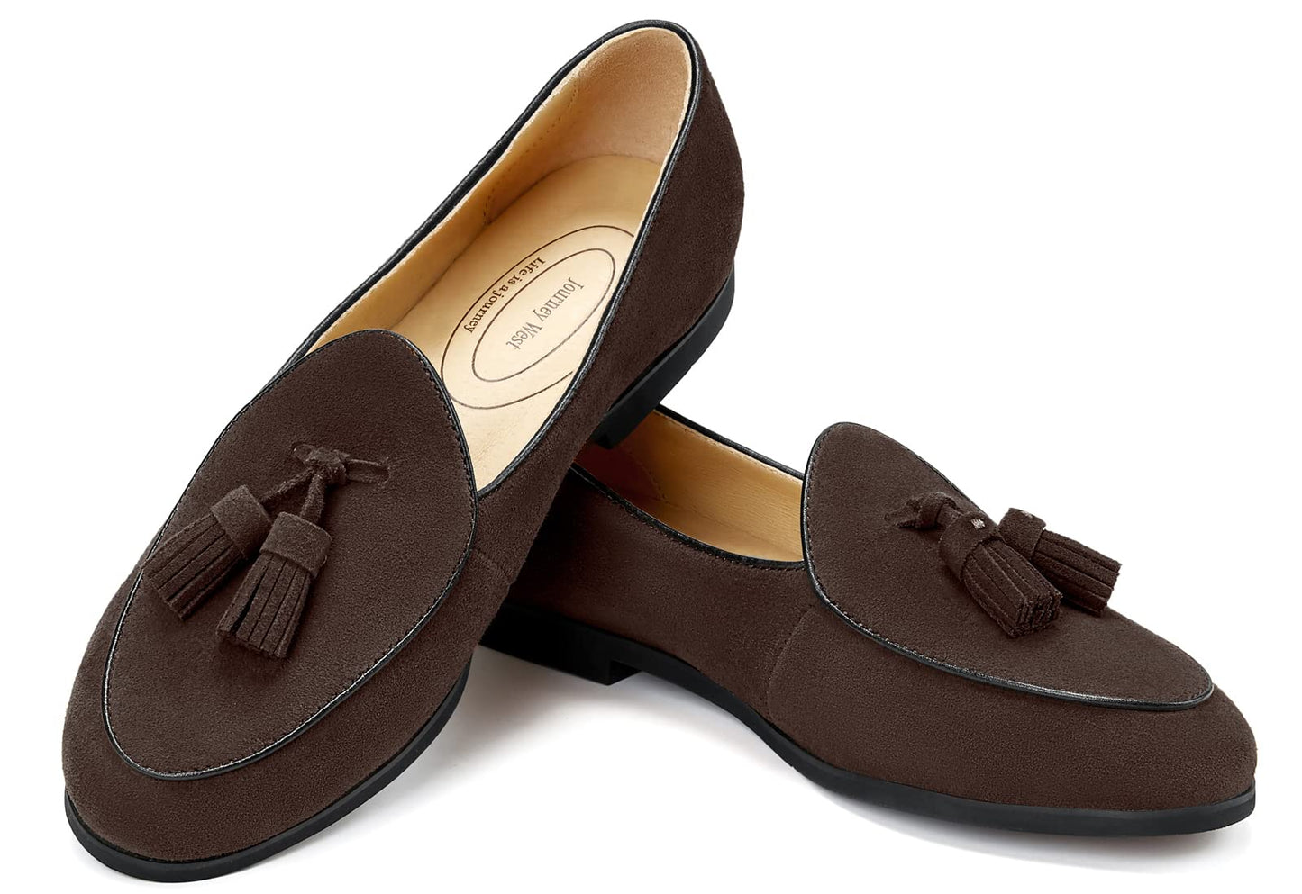 Journey West Suede Tassel Loafer for Women Slip-on Belgian Penny Loafers Shoes for Women in Many Colors