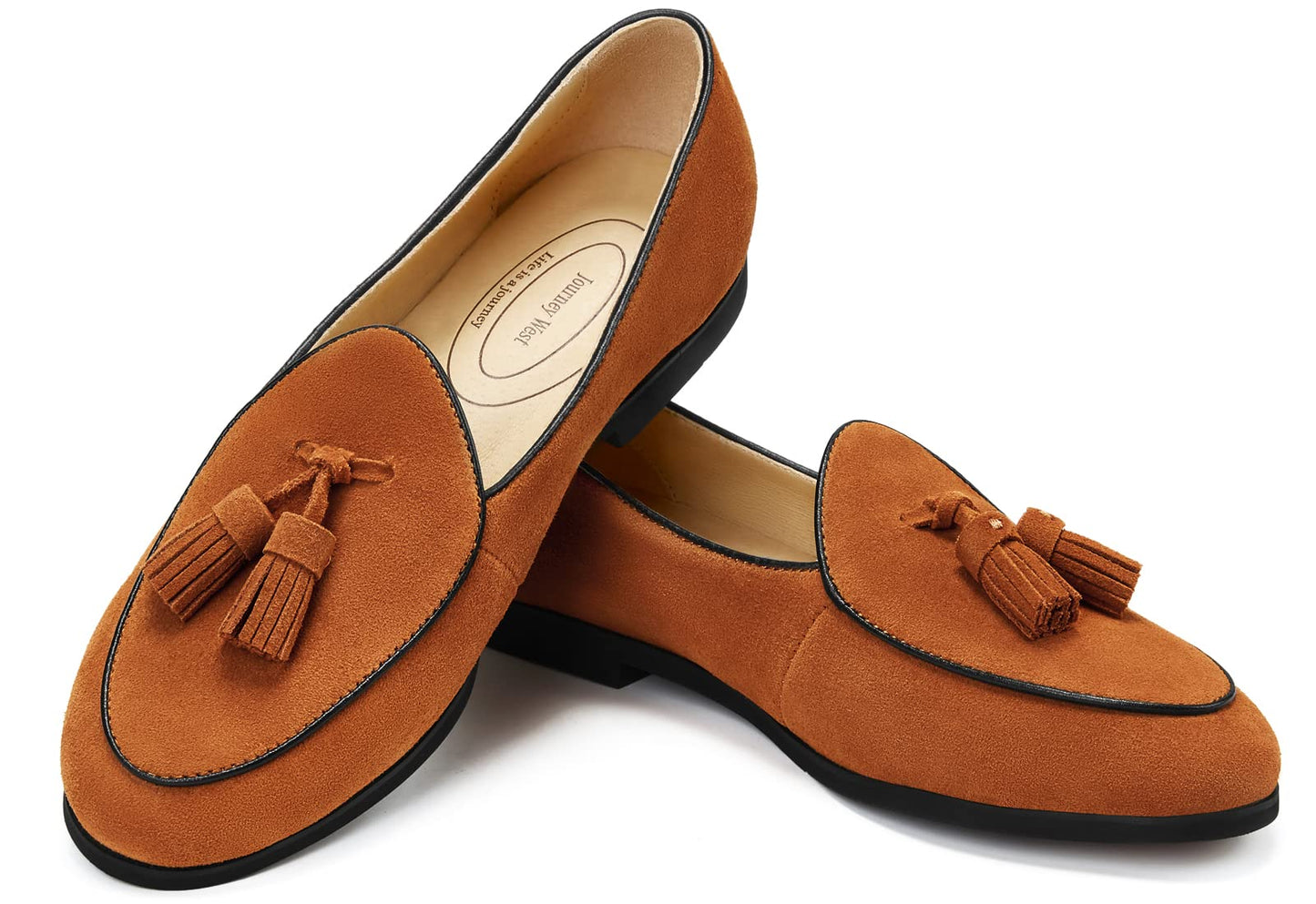 Journey West Suede Tassel Loafer for Women Slip-on Belgian Penny Loafers Shoes for Women in Many Colors