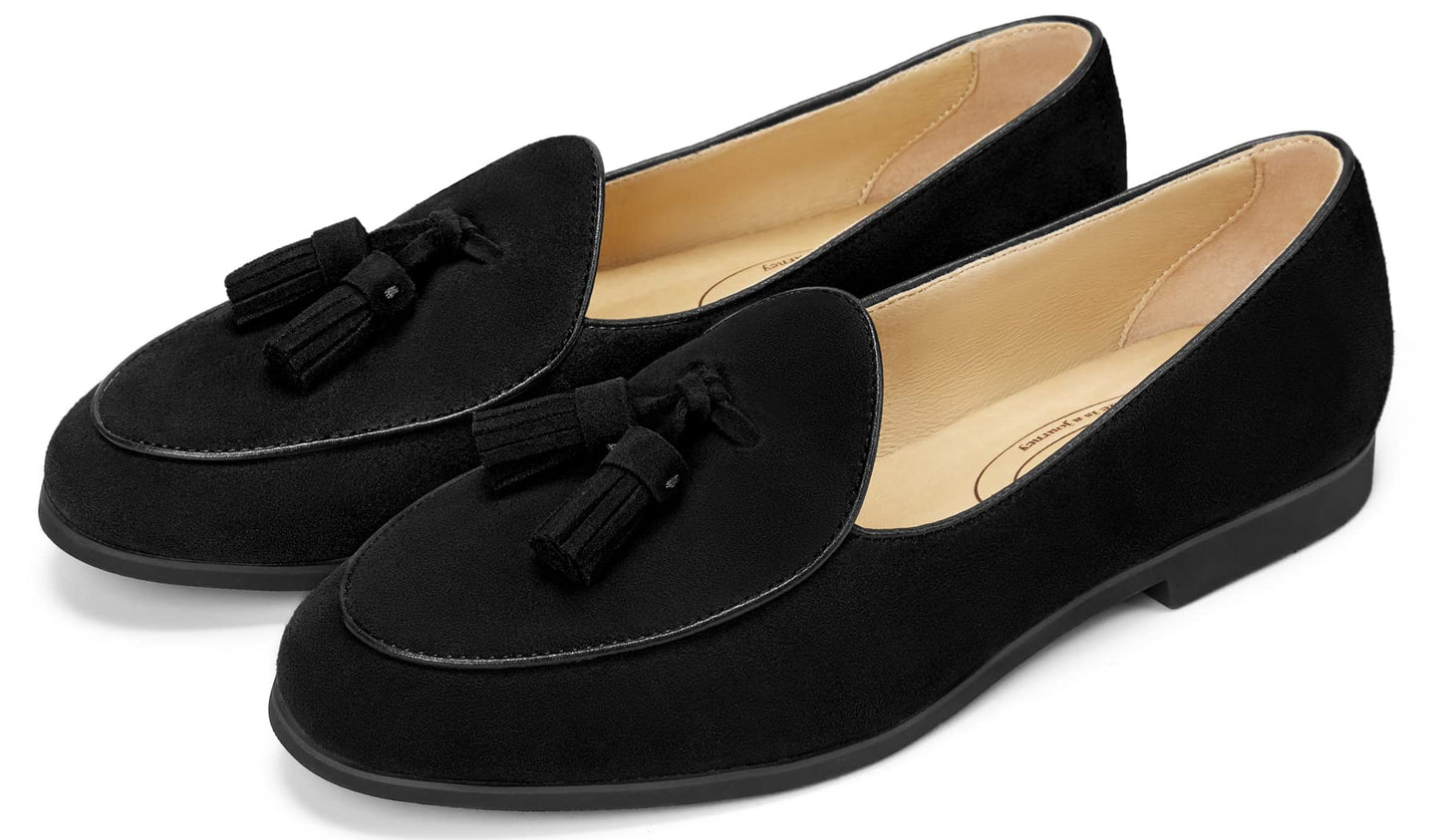 Journey West Suede Tassel Loafer for Women Slip-on Belgian Penny Loafers Shoes for Women in Many Colors